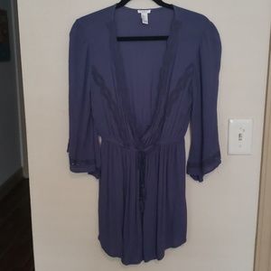 Flowy plunge navy dress
